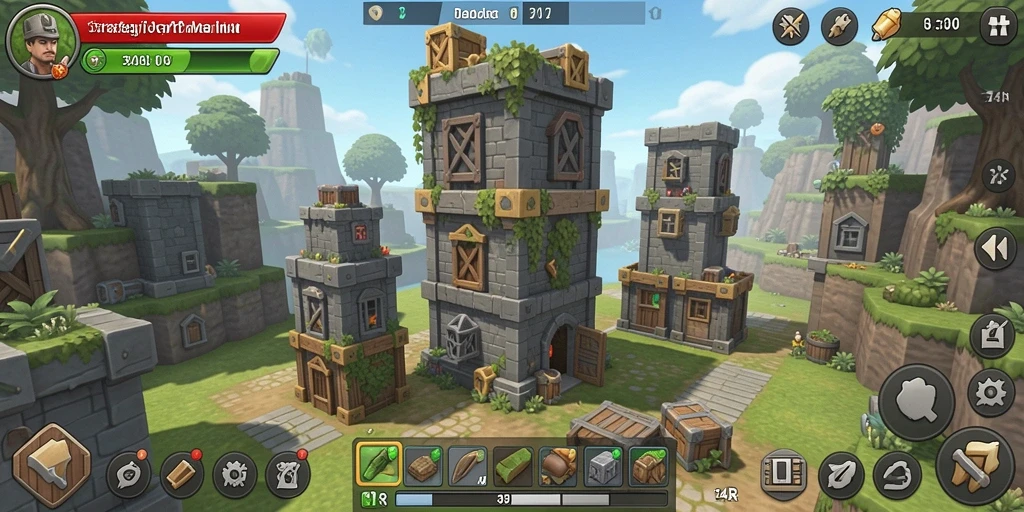 Tampilan gameplay seru di <strong>34R</strong> dengan strategi menara yang cerdas.