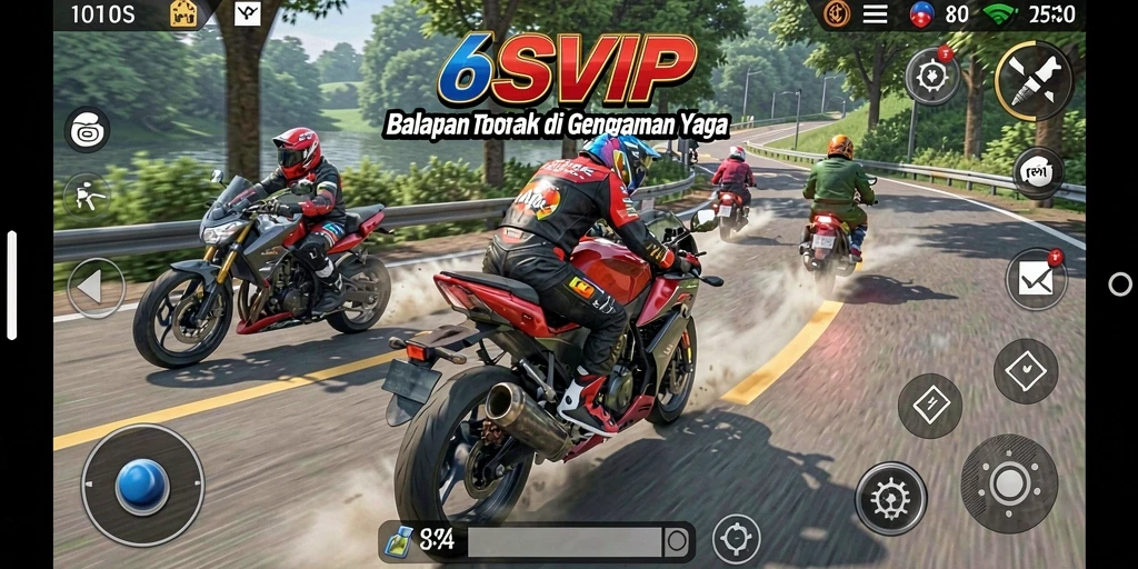 Tampilan gameplay mendebarkan dari balapan motor 6SVIP.