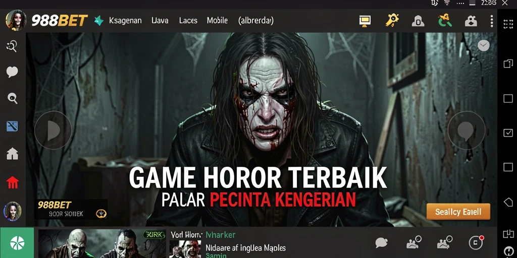 Screenshot gameplay 988BET menampilkan suasana horor yang mencekam dan karakter menghadapi makhluk menakutkan.