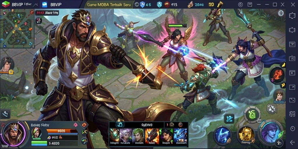 Tangkapan layar B8VIP menunjukkan aksi pertarungan seru di arena MOBA.