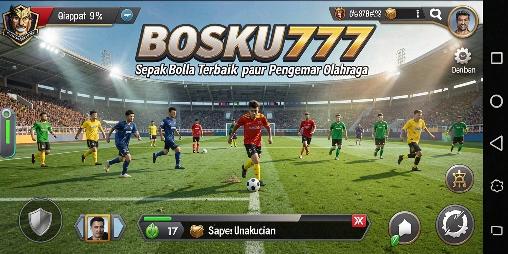 Tampilan gameplay <strong>BOSKU777</strong> yang seru dan menegangkan dalam pertandingan sepak bola.