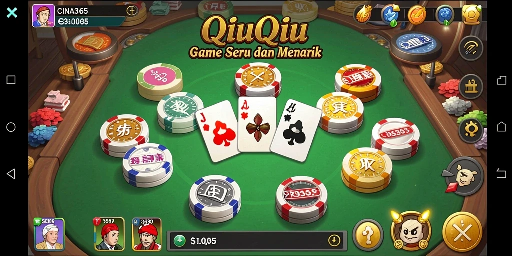 Screenshot CINA365 menampilkan aksi seru permainan QiuQiu.