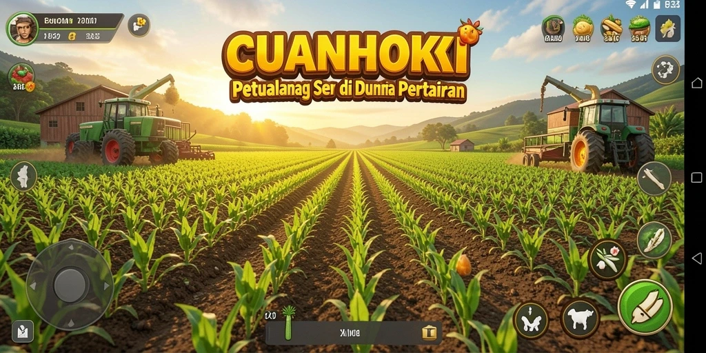 Screenshot CUANHOKI menampilkan petualangan seru dalam pertanian yang penuh warna.