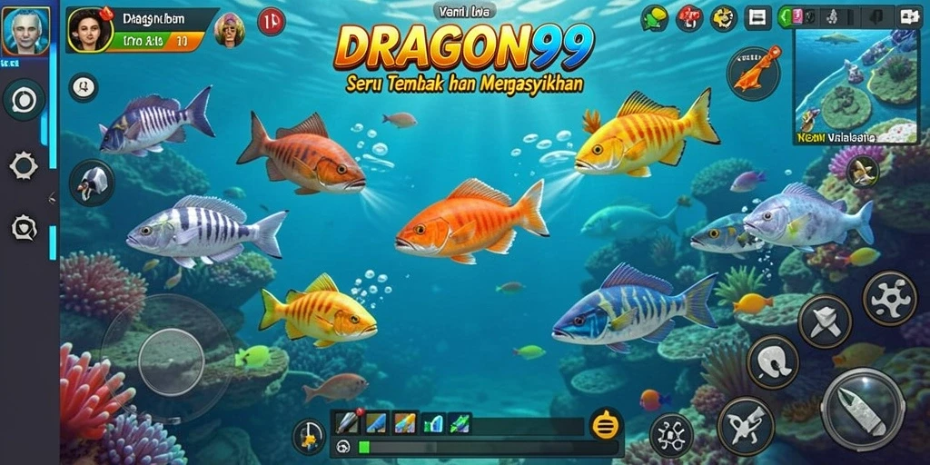 Screenshot gameplay DRAGON99 menampilkan aksi menembak ikan yang seru.