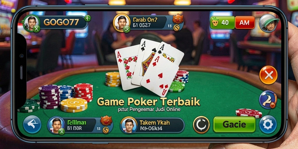 Tampilan gameplay Poker yang menegangkan di GOGO77 dengan pemain aktif dan banyak tantangan.