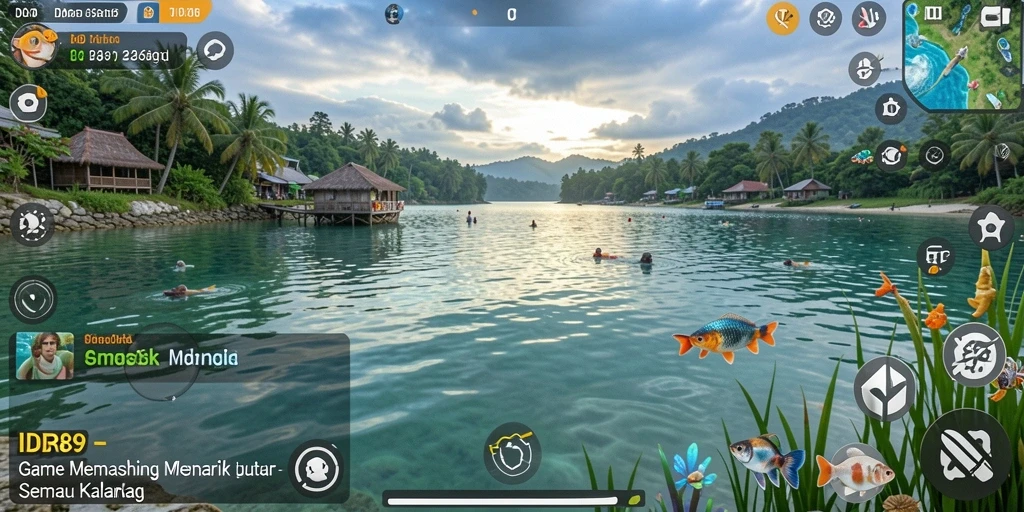 Screenshot menunjukkan gameplay memancing yang intens dan realistis dalam IDR89.