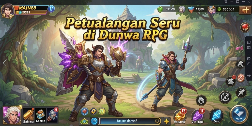 Tangkapan layar utama MAIN88 menampilkan aksi seru dalam petualangan RPG.
