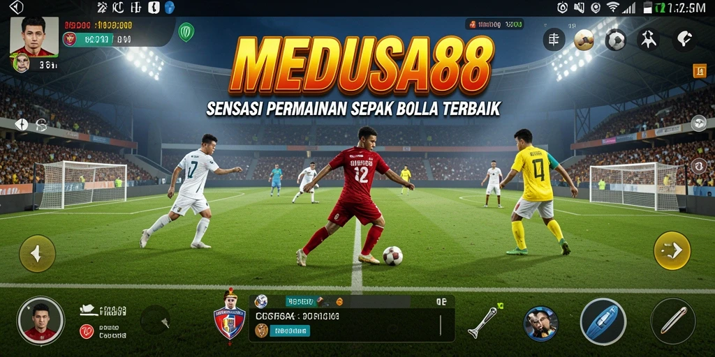 Tangkapan layar gameplay <strong>MEDUSA88</strong> yang mendebarkan di lapangan sepak bola.