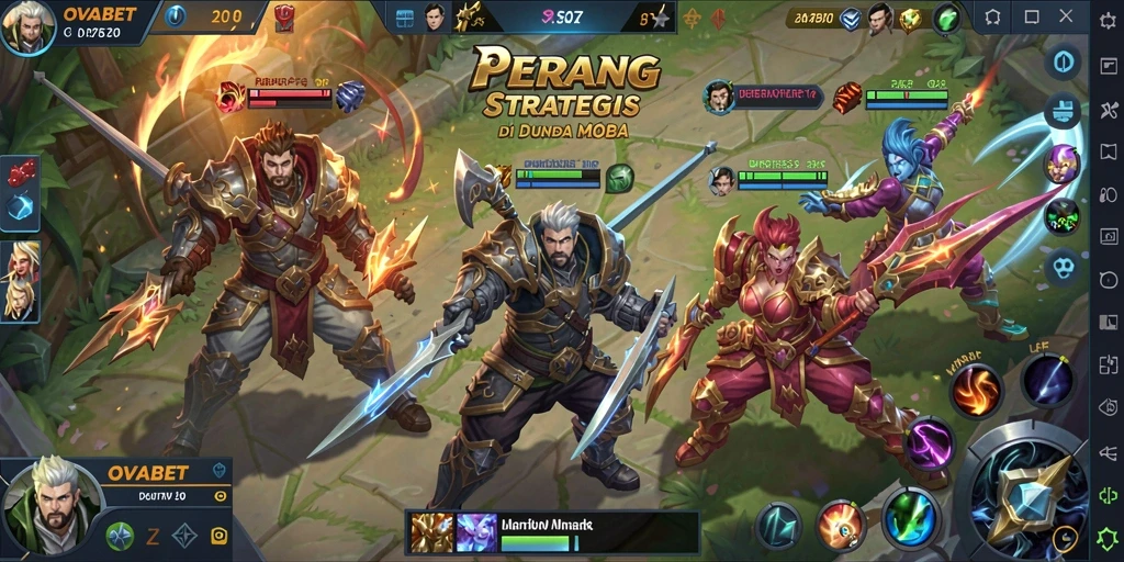 Screenshot gameplay OVABET menampilkan aksi seru di arena MOBA.