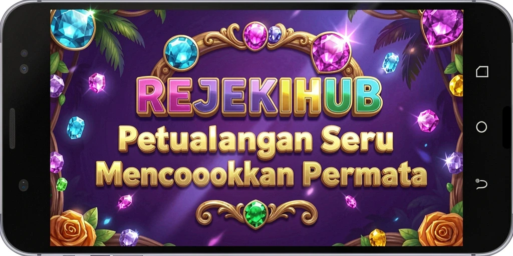 Screenshot gameplay seru dari REJEKIHUB dengan permata berwarna-warni.