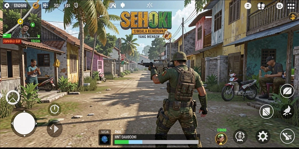 Tangkapan layar gameplay SEHOKI yang menampilkan interaksi sosial dan aktivitas menarik.