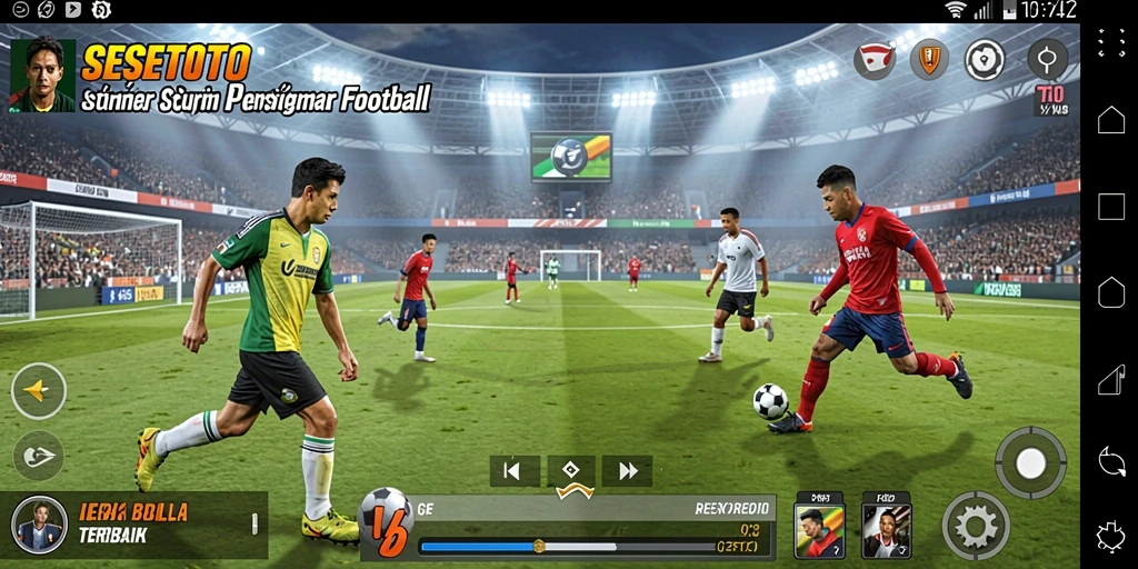 Screenshot gameplay SESETOTO menampilkan aksi pertandingan sepak bola yang seru.