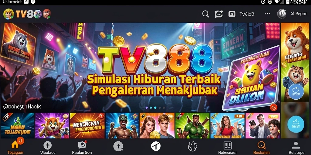 Tampilan menakjubkan dari gameplay simulasi TV888 yang interaktif.